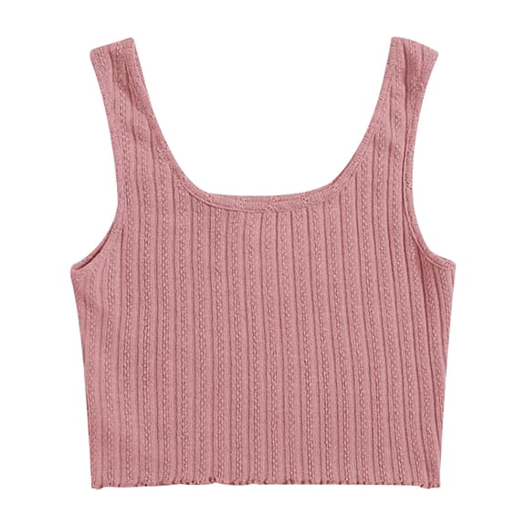 Mifelio Crop Tops Crop Tank Shirts Vest Women Sleeveless Solid Tops Pullover Women's Blouse Womens Tops Pink L