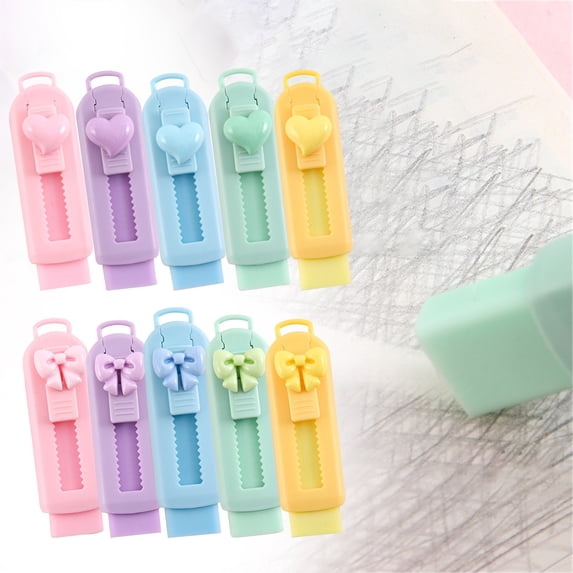 Mifelio Cute Retractable Eraser, Sliding Eraser, Soft Cute Erasers Push Pull Pencil Eraser with Plastic Sleeve for Stud ents Sch ool Office Supplies #008