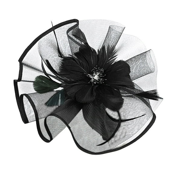Mifelio Fascinators Hats for Women, Women Hat Headwear Church Feather Clip Fascinators Hat Wedding Party Cap for Hair Accessories for Women Black