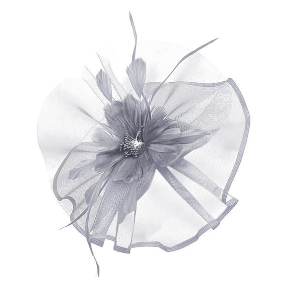 Mifelio Fascinators Hats for Women, Women Hat Headwear Church Feather Clip Fascinators Hat Wedding Party Cap for Hair Accessories for Women Grey