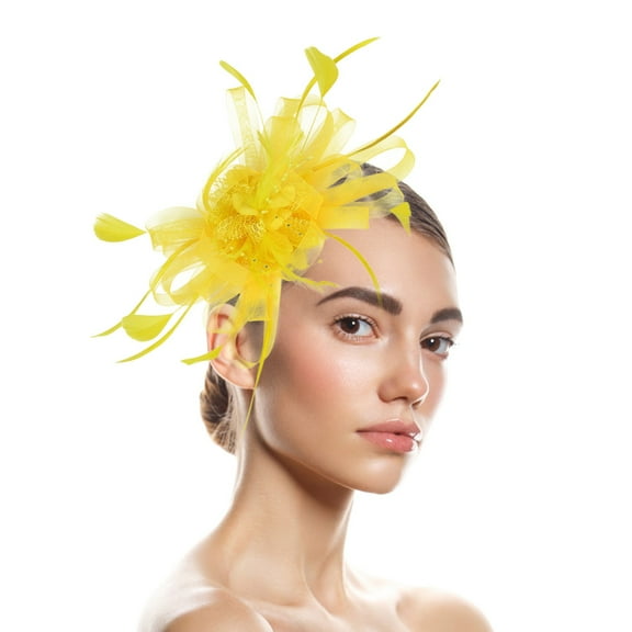 Mifelio Fascinators Hats for Women, Womens Flower Hat for Tea Party Cocktail Wedding Church Hair Accessories for Women Yellow One Size