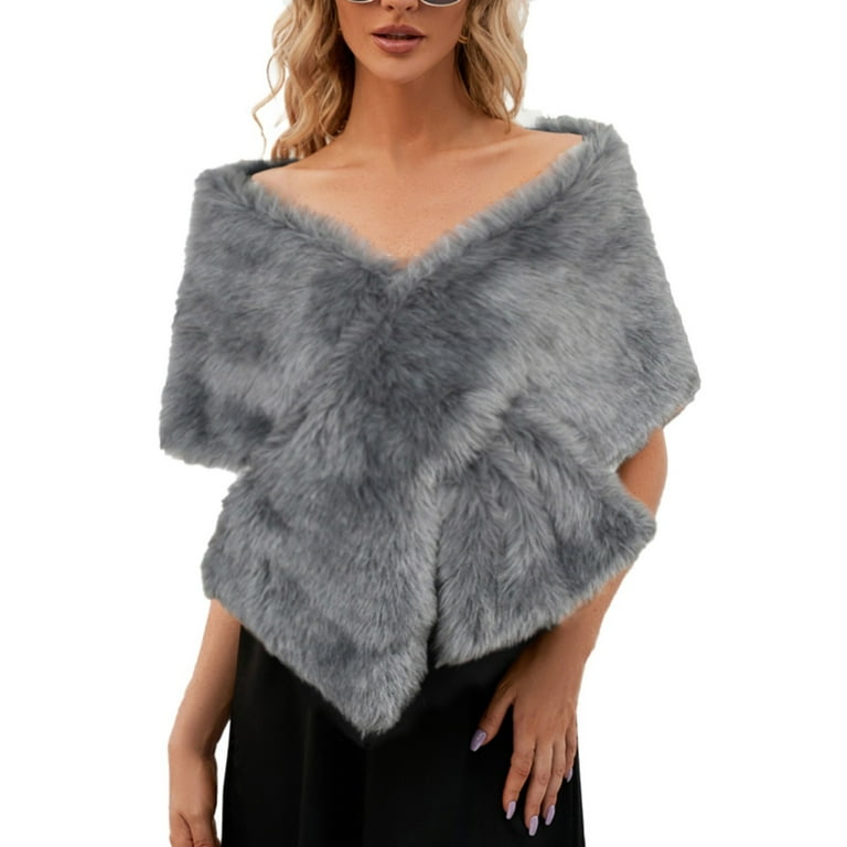 Mifelio Faux Fur Shawl Women Luxurious Winter Faux Superficial