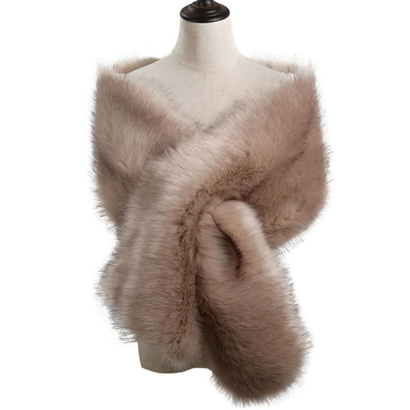 Mifelio Faux Fur Shawl Wraps for Women, Women's Faux Shawl Wrap Cape for Bridal Wedding Blue Artificial Wool Faux Fur Wrap Light Blue