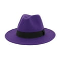 thumbnail image 1 of Mifelio Fedora Hats for Men Women Vintage Wide Hat with Belt Buckle Adjustable Outbacks Hats Classic Fedora Hat Purple One Size, 1 of 1