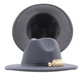 thumbnail image 1 of Mifelio Fedora Hats for Women, Womens Panama Hat Classic Belt Fedora Hat Wool Buckle Wide Floppy Baseball Caps Fedora Hat Vintage Dark Gray One Size, 1 of 2