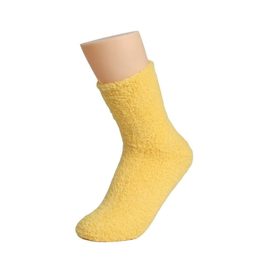Mifelio Fuzzy Socks for Women, Women's Solid Color 2 Pairs Plush Socks Winter Solid Color Thickened Floor Sleeping Plush Socks Womens Socks Orange