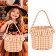 thumbnail image 1 of Mifelio Halloween Treat Bag, Trick or Treat Candy Bag, Fabric Plaid Candy Bucket Bag with Handle, Reusable Halloween Tote Bag for Kids, Party Favors, Candy Collection and Holiday Gifts, 1 of 5