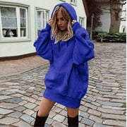 Mifelio Hoodies for Women Fashion Solid Color Clothes Hoodies Pullover Coat Hoody Sweatshirt for Women Blue XL