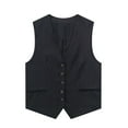 thumbnail image 1 of Mifelio Jackets for Women, Women's Solid Casual Linen Blend Vest Jacket Vest for Women Black L, 1 of 5