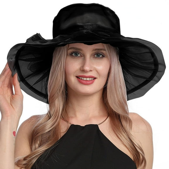 Mifelio Ken/tucky Derby Hats for Women, Women's Vintage Mesh Hat Floral Shade Holiday Brim Top Hat Fascinators Hats for Women Black
