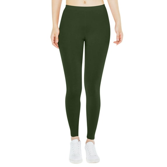 Mifelio Leggings for Women, Women Low Waisted Opaque Soft Yoga Waisted Slim Pants Solid Length Pants Women's Pants Army Green XXL