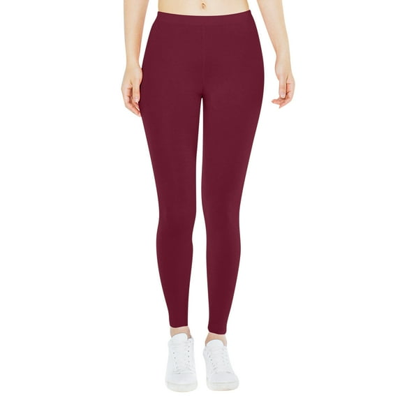 Mifelio Leggings for Women, Women Low Waisted Opaque Soft Yoga Waisted Slim Pants Solid Length Pants Women's Pants Wine XXL
