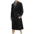 thumbnail image 1 of Mifelio Mens Robe Men's Winter Lengthened Plush Shawl Bathrobe Home Clothes Long Sleeved Robe Coat Robe for Men Grey XXXXL, 1 of 5