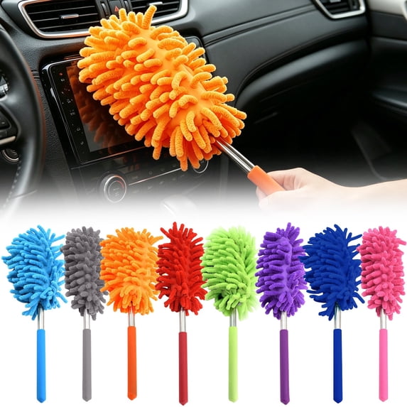Mifelio Microfiber Extendable Duster, Washable Hand Dusting Brush with Telescoping Pole, Long Handle Cleaning Duster for Car and Home