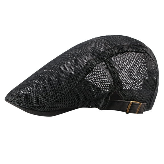 Mifelio Newsboy Hats for Men Flat Mens Hats Adult Newsboy Summer Beret Cap Mesh Cabbie Breathable Adjustable Hat Flat Baseball Caps Cabbie Beret Hats for Men Black