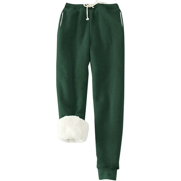 Mifelio Pants for Women, Women's Warm Lined Athletic Sweatpants High Waisted Jogger Pants Fleece Lined Winter Thicken Outdoor Long Pants Women's Pants Army Green L