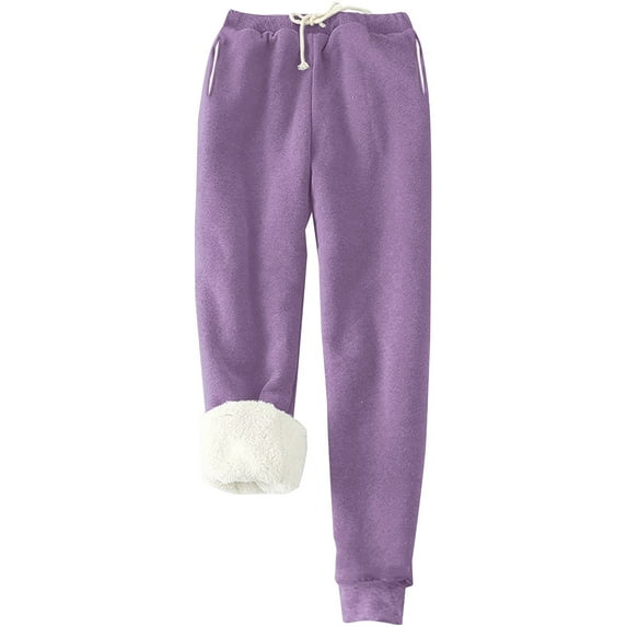 Mifelio Pants for Women, Women's Warm Lined Athletic Sweatpants High Waisted Jogger Pants Fleece Lined Winter Thicken Outdoor Long Pants Women's Pants Purple XXXXL