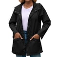 thumbnail image 1 of Mifelio Rain Jacket Women Solid Rain Jacket Outdoor Plus Size Hooded Windproof Loose Coat Water Proof Jackets for Women Black M, 1 of 8