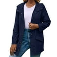 thumbnail image 1 of Mifelio Rain Jacket Women Solid Rain Jacket Outdoor Plus Size Hooded Windproof Loose Coat Water Proof Jackets for Women Navy L, 1 of 8