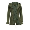 thumbnail image 1 of Mifelio Rain Jacket Women, Women's Zippered Long Sleeved Solid Color Hooded Loose Windbreaker Jackets for Women Green XXL, 1 of 8