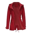thumbnail image 1 of Mifelio Rain Jacket Women, Women's Zippered Long Sleeved Solid Color Hooded Loose Windbreaker Jackets for Women Red XXXL, 1 of 6
