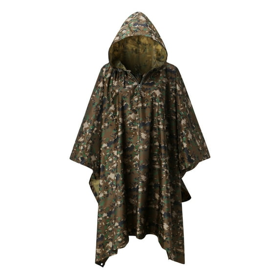 Mifelio Rain Ponchos for Adults Button for Adults Fashion Coat Jacket Teens Hooded Unisex Raincoat Rain Reusable Umbrella Ponchos Adult Brown One Size