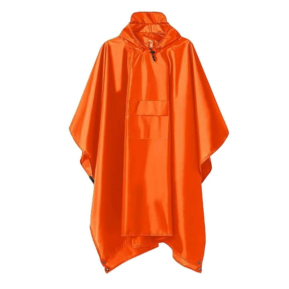 Mifelio Rain Ponchos for Adults Hooded Portable Rain Poncho for Hiking Camping Fishing Ponchos Adult Orange One Size