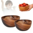 thumbnail image 1 of Mifelio Round Wooden Fruit Bowl, Wooden Salad Bowl, Small Wood Serving Bowl for Kitchen Dining Table, Fruit, Salad, Snacks, Dinnerware, Home Table Decor and Centerpiece, 1 of 6