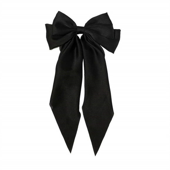 Mifelio Satin Bow for Hair Fashion Women Hairpin Clip Ribbon Vintage Hair Hairclip Satin Bow Bowknot Headband Hair Accessories for Women Black