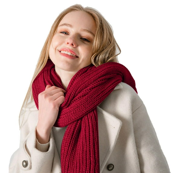 Mifelio Scarf for Women Warm Winter Scarf Unisex Polyester Fleece Scarf Multi Color Cold Weather Neck Scarves for Men Women Winter Scarf Wine One Size