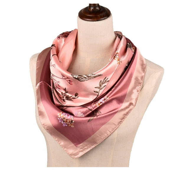 Mifelio Scarf for Women Printed Silk Bandanas Women Headband Feeling Scarves Scarf Flower Scarf Womens Scarf Pink One Size
