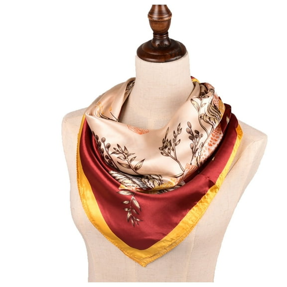 Mifelio Scarf for Women Printed Silk Bandanas Women Headband Feeling Scarves Scarf Flower Scarf Womens Scarf Red One Size