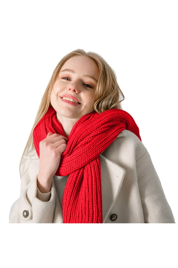 Scarf for Women Warm Winter Scarf Unisex Polyester Fleece Scarf Multi Color Cold Weather Neck Scarves for Men Women Winter Scarf Red One Size