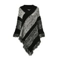 thumbnail image 1 of Mifelio Shawl Wraps for Women, Women Print Splice Poncho with Tassels Knitted Shawl Scarf Fringed Wraps Pashminas Sweater Pullover Cape Gifts for Women Sweater Tassel Hem Shawl Wrap Cloak Black, 1 of 6