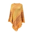 thumbnail image 1 of Mifelio Shawl Wraps for Women, Women Print Splice Poncho with Tassels Knitted Shawl Scarf Fringed Wraps Pashminas Sweater Pullover Cape Gifts for Women Sweater Tassel Hem Shawl Wrap Cloak Yellow, 1 of 5
