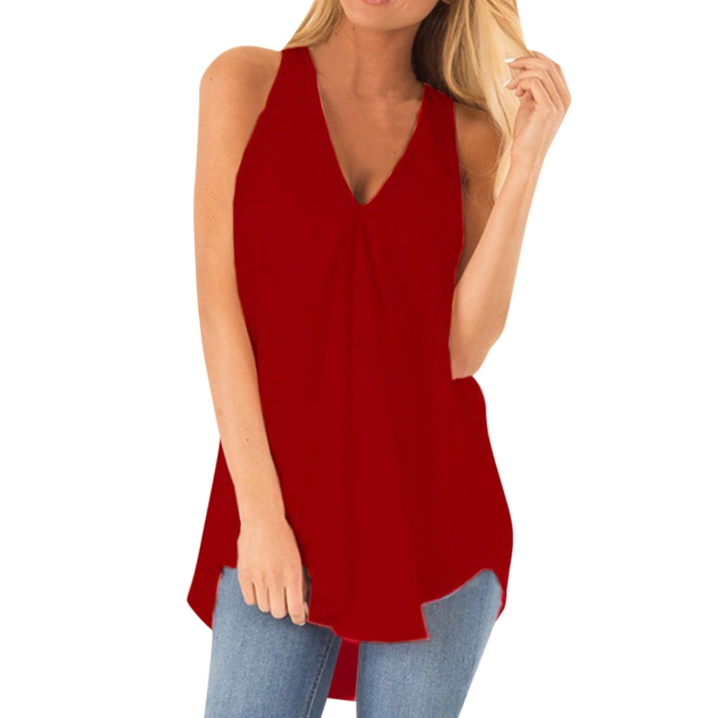 Mifelio Tank Tops for Women 2024 Women Plus Size Loose V Neck ...