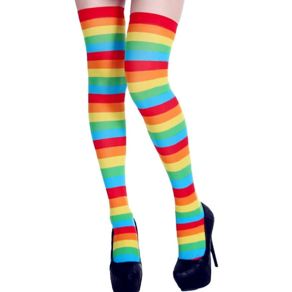 Mifelio Thigh High Socks for Women Knee Print Props Long Dress Socks Stripe Fancy Dress Party Women Up Socks Womens Socks Multicolor