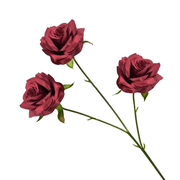 Mifelio Three-Head Artificial Rose Stem, Red, 16 × 66 cm / 3 Heads