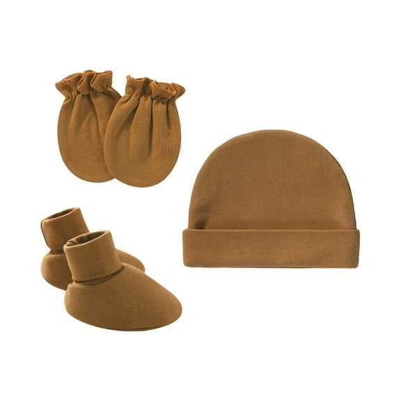 Mifelio Toddler Hat Newborn Hat Gloves Foot Set Three Multi Color Set Baby Hat Khaki