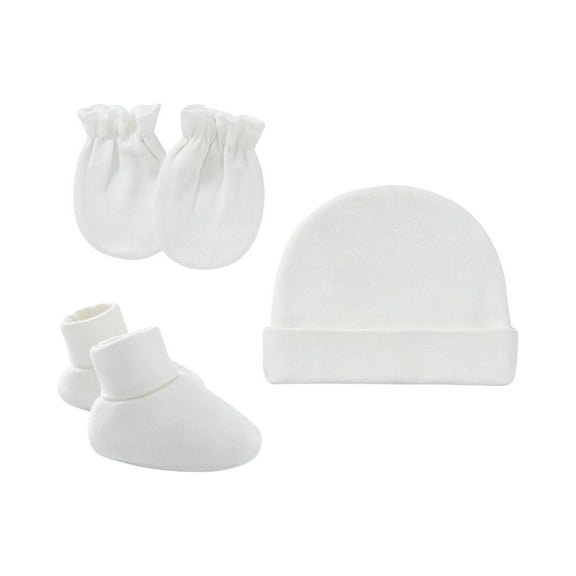 Mifelio Toddler Hat Newborn Hat Gloves Foot Set Three Multi Color Set Baby Hat White