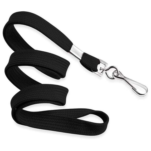 Mifflin 36" Flat Black Lanyards, 100 Pack (US Company)