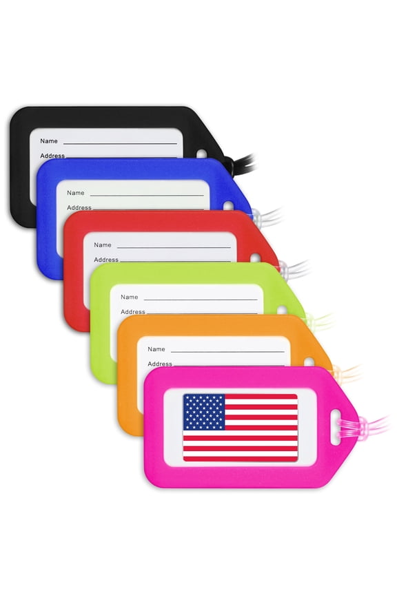 Luggage Tags, Mixed Colors, 6 Pack