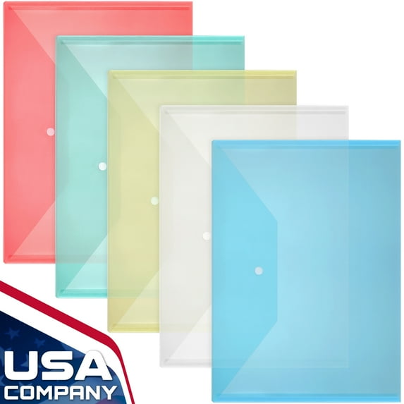 Mifflin-USA Poly Snap Document Envelopes, A4 Letter Size, Assorted Colors, 25 Pack