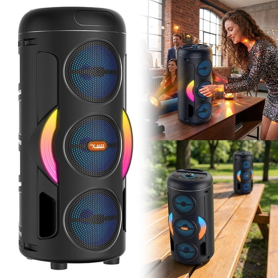 Mifgehs 15.55 in Portable Bluetooth Party Speaker with Wired Microphone ...
