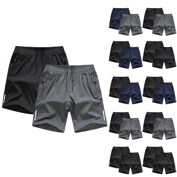 Mifsaly 2 Pack Boys Athletic Shorts Quick Dry Lightweight Performance Running Shorts with Zipper Pockets Drawstring Elastic Waist Summer Beach Shorts