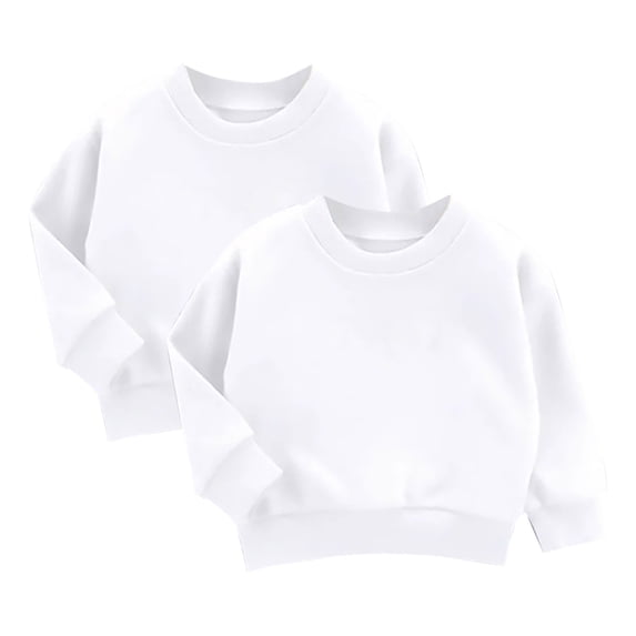 Mifsaly 2 Pack Boys Girls Sweatshirt Kids Solid Color Crewneck Long Sleeve Pullover Tops Comfortable Casual Spring Fall Winter Clothes