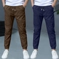 thumbnail image 1 of Mifsaly 2 Pack Boys Linen Cotton Jogger Pants Kids Youth Lightweight Casual Pants Solid Anti Mosquito Summer Outdoor Hiking Playwear with Pockets, 1 of 9