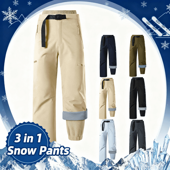 Mifsaly 2 Piece 3 In 1 Waterproof Snow Pants Womens Outdoor Ski Pant & Warm Fleece Pant 2025 Winter Hiking Snowboard Skiing Trousers with Zipper Pockets