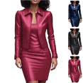 thumbnail image 1 of Mifsaly 2 Piece Black Leather Dress for Women formal Business Dresses Set Faux Leather Jacket & Pencil Skirt Holiday Party Office Bodycon Matching Outfits 2026 XXL, 1 of 8