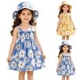 thumbnail image 1 of Mifsaly 2 Piece Dress Sets for Toddler Girls Cute Heart Print Smocked Sleeveless Sundress and Bucket Hat Cute Summer Beach Vacation Casual Matching Outfits, 1 of 9